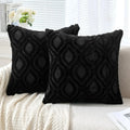 Axyaa Ivory White Plush Faux Wool Throw Pillow Covers, 45x45CM Boho Style