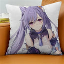 Axyaa Keqing Anime Cushion Cover Pillow Case for Home Sofa Bed Decor