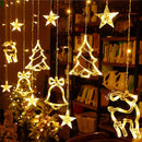 Axyaa LED Star Moon Curtain Lights - Warm White Outdoor Fairy String