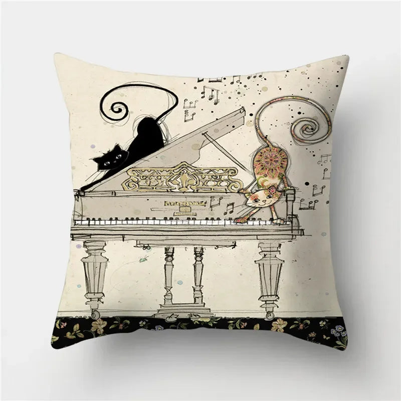 Axyaa Butterfly Cat Animals Design Pillowcase - Nordic Home Decor