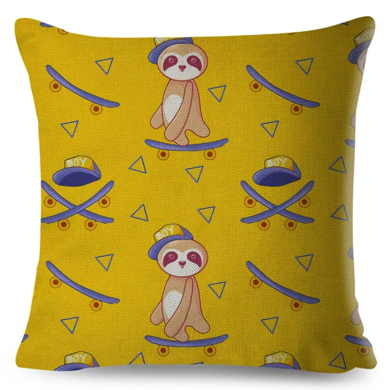 Axyaa Cat Cushion Cover: Decorative Linen Pillow for Home, Sofa, Children's Room