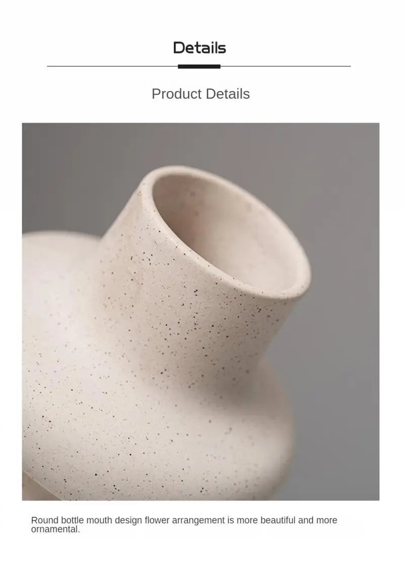 Axyaa Beige Ceramic Vase: Home Decor Flower Arrangement for Garden, Living Room, Office