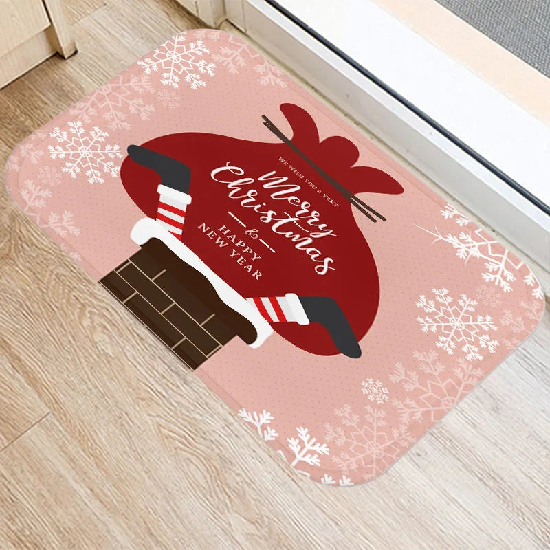 Axyaa Santa Elk Welcome Mat for Home, Kitchen, Bathroom Floor Decor