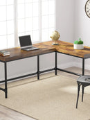 Axyaa 67" Industrial L-Shaped Corner Desk for Home Office Workstation, Reversible Design