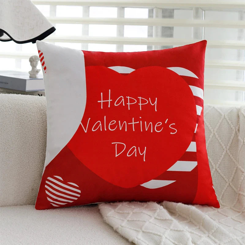 Axyaa Romantic Valentine's Day Short Plush Cushion Cover 45x45cm