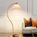 Axyaa Walnut Pleated LED Floor Lamp for Living Room, Bedroom, Study - Nordic Natural Wood Design