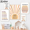 Axyaa Alphabet Number Rainbow Posters Spanish Education Canvas Wall Art Kids Room Decor