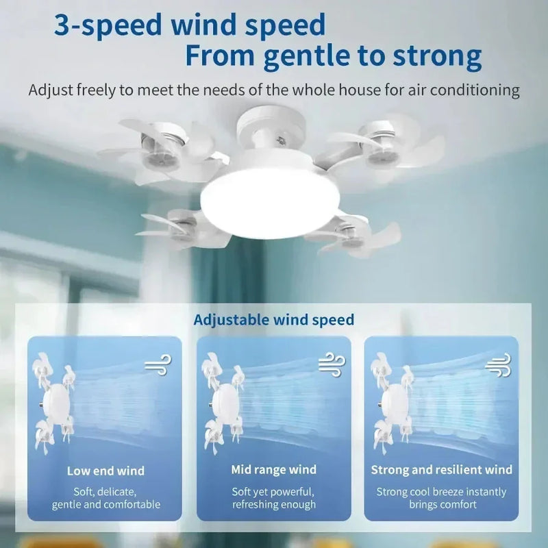 Axyaa Smart LED Ceiling Fan Light Remote Dimming Drone Lamp