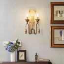 Axyaa Solid Wood Carving Wall Lamp Vintage Rural French Style