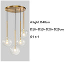 Axyaa Clear Glass Globe LED Pendant Chandelier - Modern Metal Hanging Light for Dining Room