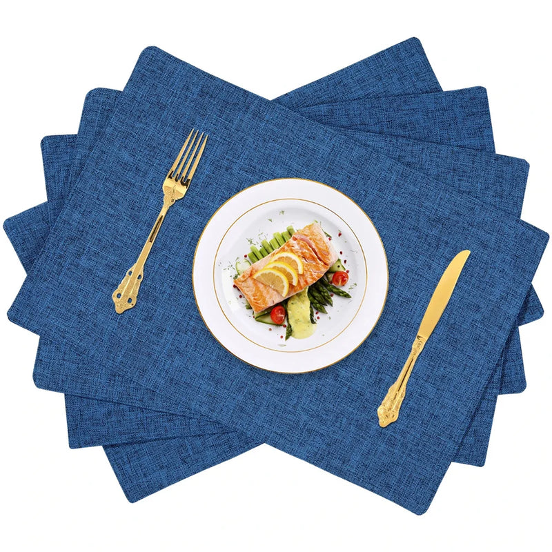 Axyaa Cotton Linen Table Mat Set - Non-Slip Kitchen Dining Placemats Home Decor