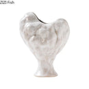 Axyaa Ceramic Vase: Aesthetic Irregular Shape Floral Desk Decoration