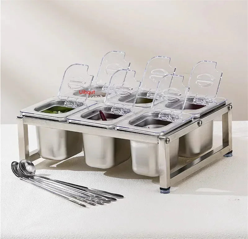 Axya Stainless Steel GN Pans Set with Transparent Lids and Display Rack