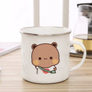 Milk Mocha Bear Enamel Cup - Axyaa Cute Animal Couple Gift
