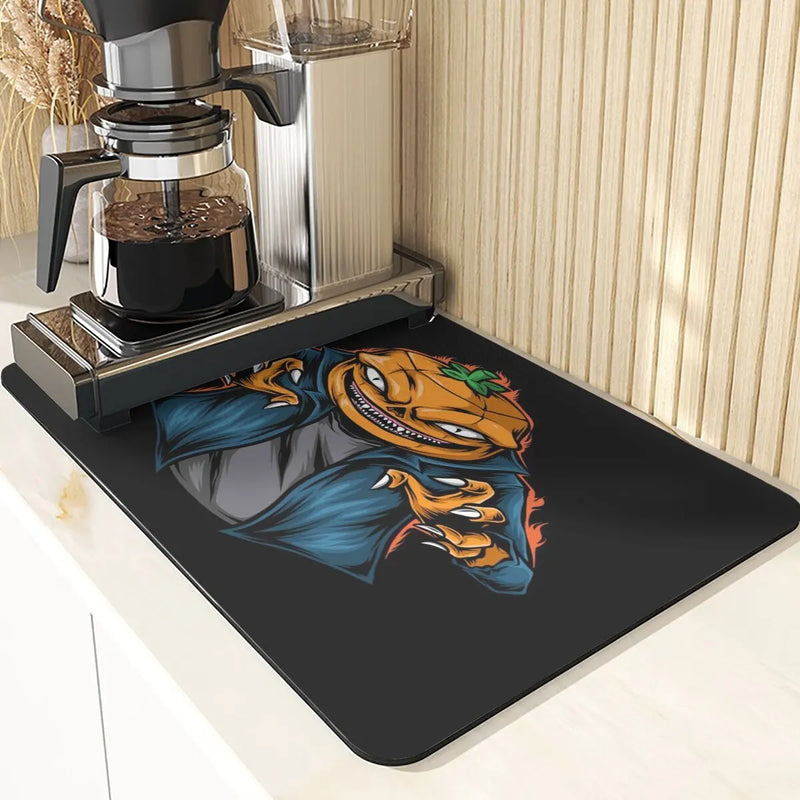 Axyaa Pumpkin Pattern Table Mats & Cup Stand: Halloween Style Dining Accessories
