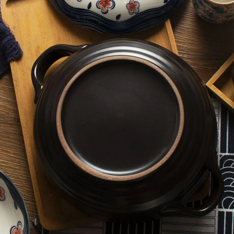 Axya Japanese Flower Clay Pot Casserole Stock Pot Soup Pan Gas Cooker