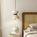 Axyaa Travertine Limestone LED Pendant Lamp: Sleek Stone Designer Suspension Light