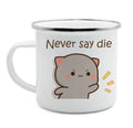 Axyaa Cat Enamel Coffee Mug - Unique Funny Tea Cup for Travel and Home