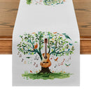 Axyaa Watercolor Birds Tree Guitar Table Runner Kitchen Dining Decor