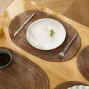 Axyaa Oval Braided Coffee Placemats Set - 35x50cm - Natural Woven Heat Resistant Mats
