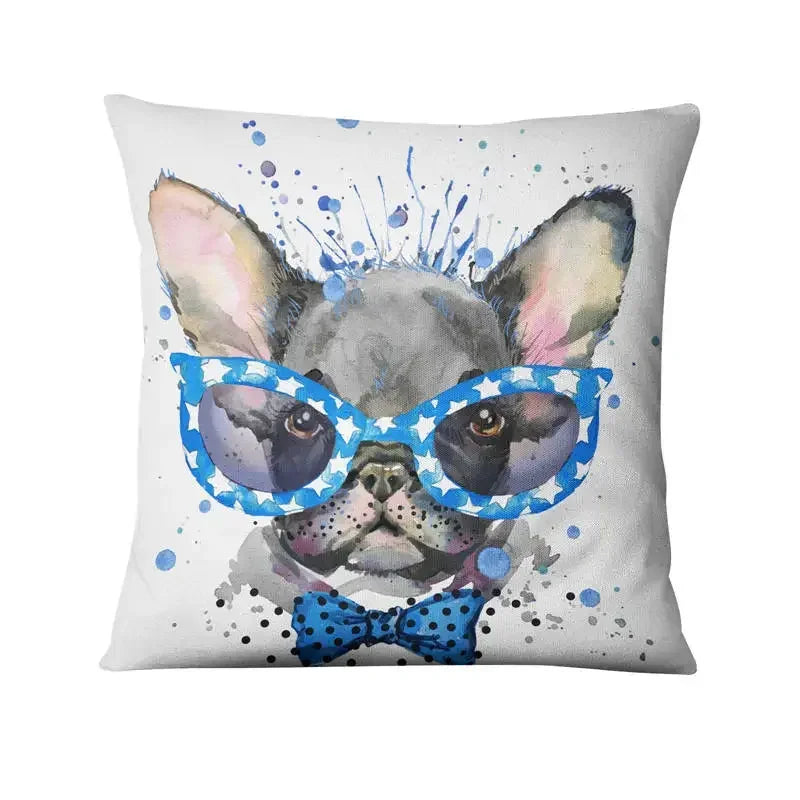 Axyaa French Bulldog Gift Cushion: Decorative Sofa Throw Pillow with American Cartoon Pet Print