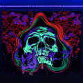 Axyaa Psychedelic Skull Head UV Reactive Tapestry Wall Hanging