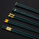 Axyaa Green Alloy Chopsticks Set - Non-Slip Reusable Japanese Chinese Sushi Sticks