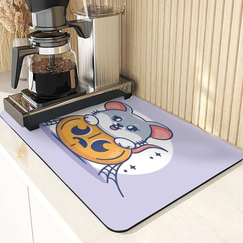 Axyaa Pumpkin Pattern Kitchen Absorbent Drying Mat & Cup Mats