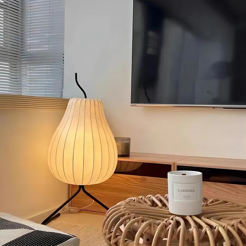 Axyaa Wabi Sabi Pear Floor Lamp - Home Bedroom Living Room Silk Standing Light