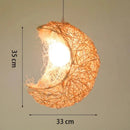 Axyaa Moon Shape Rattan Chandelier for Bedroom Study Coffee Shop Club