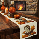 Watercolor Pumpkin Dog Table Runner by Axyaa: Farmhouse Dining Decor & Wedding Party Runner