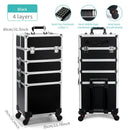 Axyaa 4-Layer Rolling Makeup Case - Large Portable Cosmetic Organizer