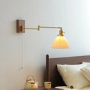 Axyaa Modern LED Wall Lights Walnut Ceramic Nordic Bedside Lamp