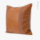 Axyaa Orange Leather Woven Cushion for Stylish Living Room Sofa Home Decor