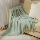 Axyaa Nordic Knit Throw Blanket with Tassel - Soft, Textured, Plaid Design