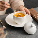 Axyaa Ceramic Bowl with Lid: Versatile Tableware for Soup, Desserts, Steamed Egg, Snacks