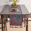 Axyaa Green Jacquard Table Runner with Tassels