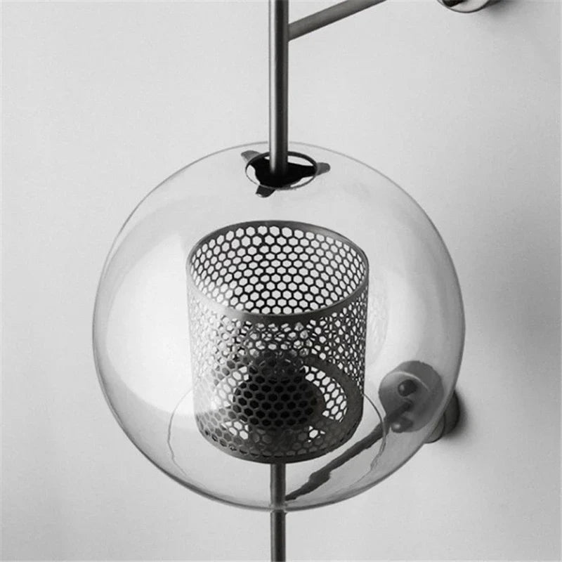 Axyaa Retro Glass Wall Lamp for Living Room, Bedroom, Restaurant, Study - Industrial Wind Grid Style