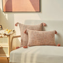 Orange Linen Tassels Cushion Cover by Axyaa: Decorative Pillow for Living Room, Bed, Sofa