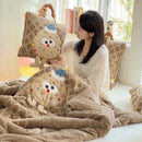 Axyaa Cartoon 3D Patch Embroidered Cookies Throw Pillow Quilt - Dual-Purpose Home Decor
