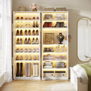Axyaa 8-Tier Shoe Cabinet with Acrylic Doors, LED Lights, and Adjustable Shelves