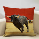 Axyaa Spain Bullfight Cushion Cover 45x45CM Linen Pillowcase