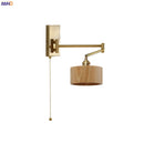 Axyaa Wooden Wall Sconce LED Lampshade with Pull Chain Switch for Bedroom Bathroom Perspective Mirror