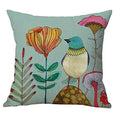 Axyaa Bird Flower Linen Pillowcase Sofa Cushion Cover Home 40x40-60x60