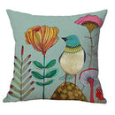 Axyaa Bird Flower Linen Pillowcase Sofa Cushion Cover Home 40x40-60x60