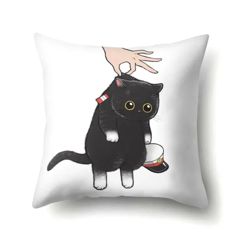 Cute Cat Cushion Cover by Axyaa: Cartoon Pets Pillow Case for Home Sofa Decor