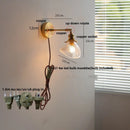 Axyaa Brass Swing Arm LED Wall Light Fixture with Pull Chain Switch, Modern Clear Glass Bedside Lamp