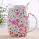 Axyaa Floral Rose Blossom Painting Bone  Minion Mug with Spoon & Lip