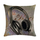 Axyaa Rock Guitar Pattern Throw Pillow Cover: Cotton Linen Cushion for Home Sofa
