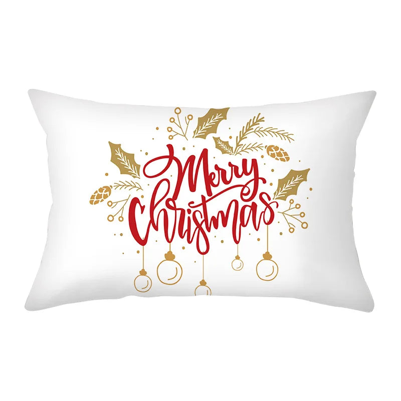Axyaa Snowman Alphabet Print Pillowcase - Festive Rectangular Cushion Cover